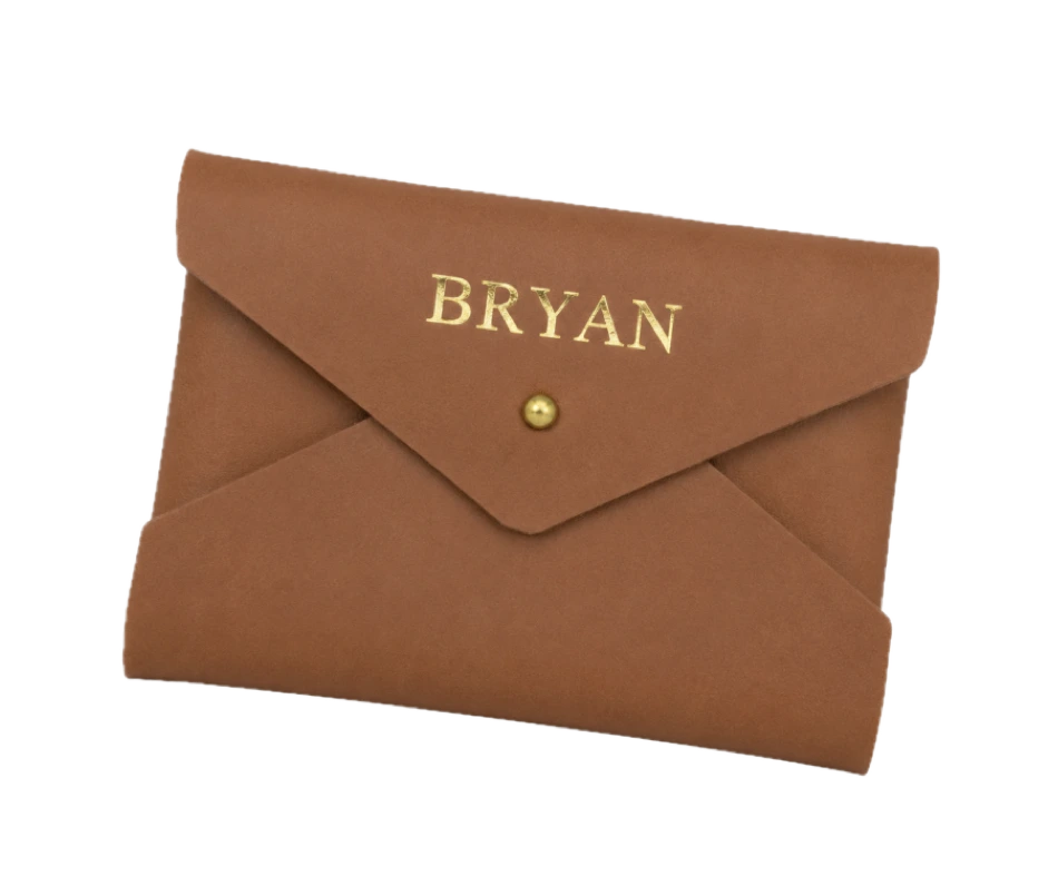 Button Card Carry secured by a solid brass button stud